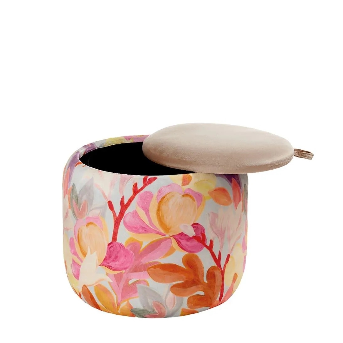 Pouf décor floral Ø43x38h cod.1A170 L'oca nera